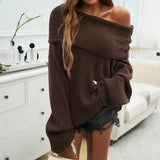 Off-Shoulder Ribbed Knit Sweater