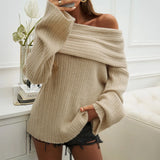 Off-Shoulder Ribbed Knit Sweater