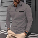 Men’s Long Sleeve Polo Shirt with Contrast Trim