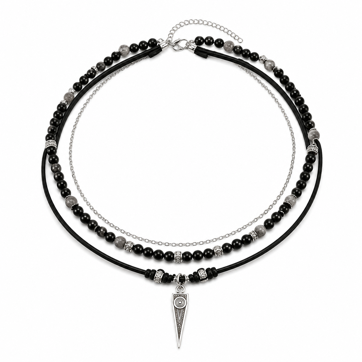 'RIDGE' Layered Stainless Steel Pendant Necklace