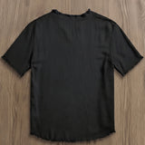 Spring/Summer Outdoor Casual Linen Fabric, Solid Color V-Neck with Raw Hem Design, Men's Henley Shirt