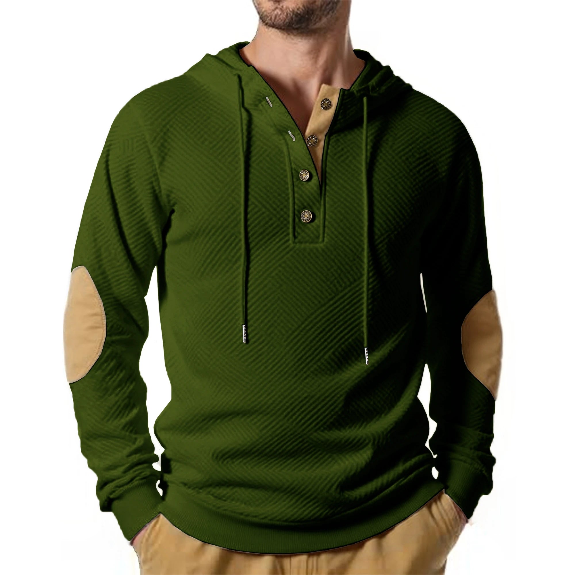 Button Neck Jacquard Knit Sweater