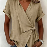Aria Wrap Linen Blouse