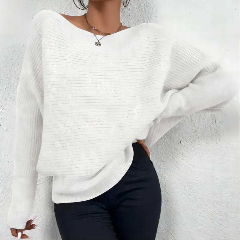 Relaxed Knit Off-Shoulder Sweater