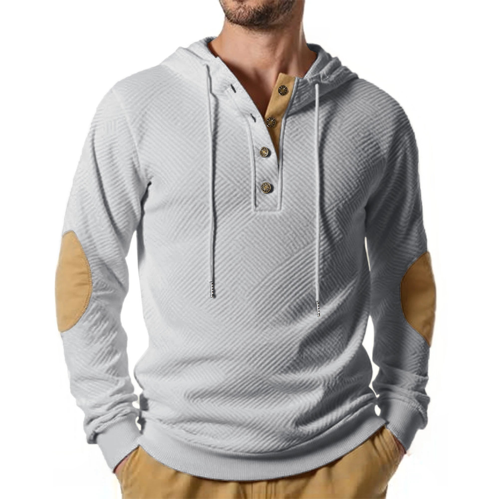 Button Neck Jacquard Knit Sweater