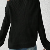 Off Shoulder Loose Knit Pullover