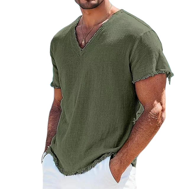 ‘Coastal Linen V-Neck Tee’