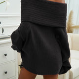 Off-Shoulder Ribbed Knit Sweater