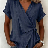 Aria Wrap Linen Blouse