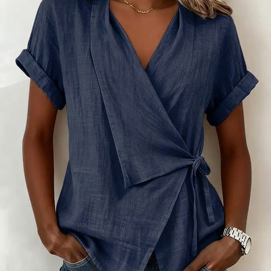 Aria Wrap Linen Blouse