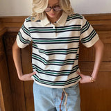 'AERIA' Relaxed Striped Knit Polo