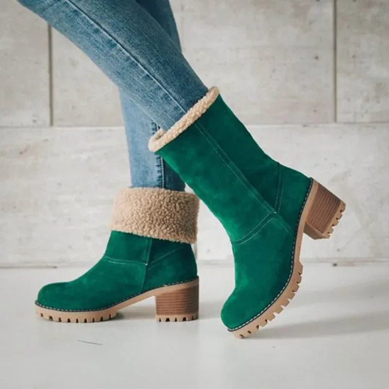 Shearling Lined Square Heel Boots