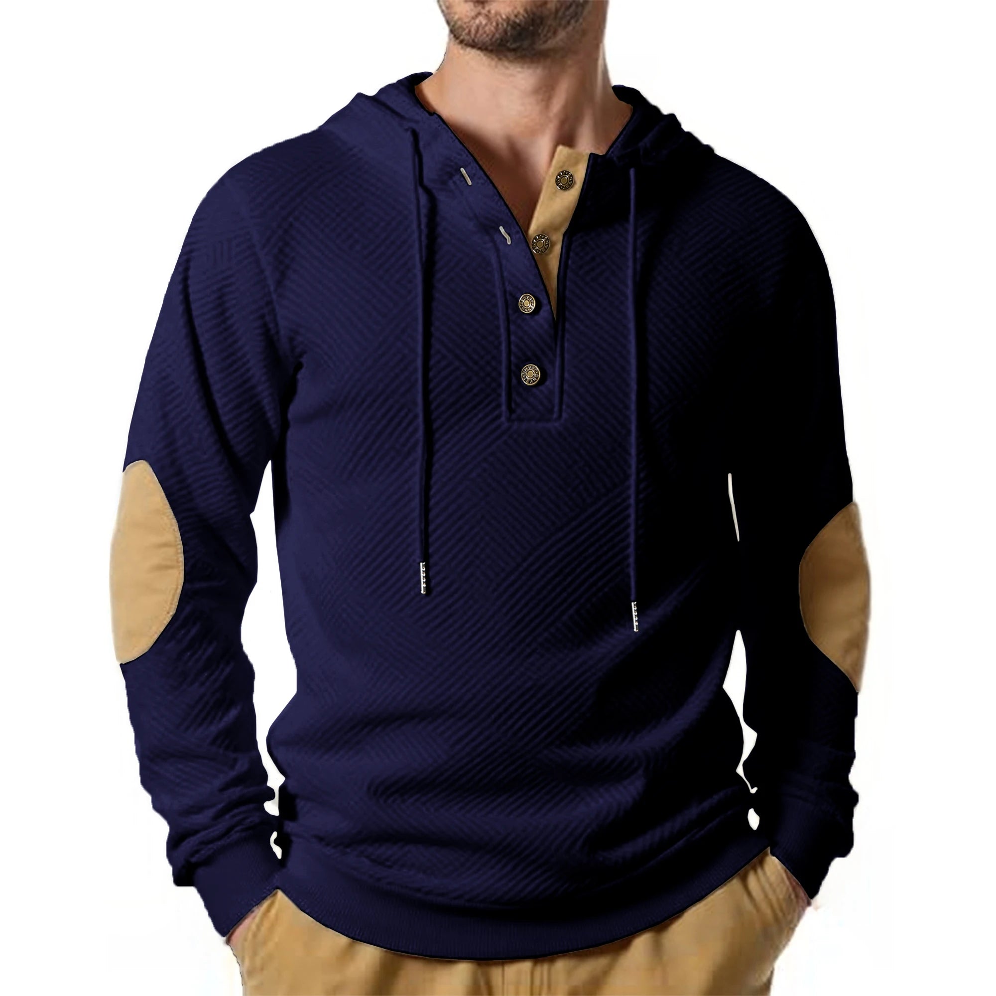 Button Neck Jacquard Knit Sweater