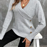 Women's fashion big collar pullover long sleeved autumn and winter knitted sweater