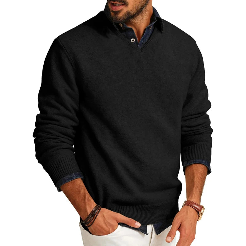 Slim Fit V-Neck Wool Blend Knit Sweater