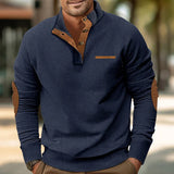 Corduroy Stand Collar Knit Sweater