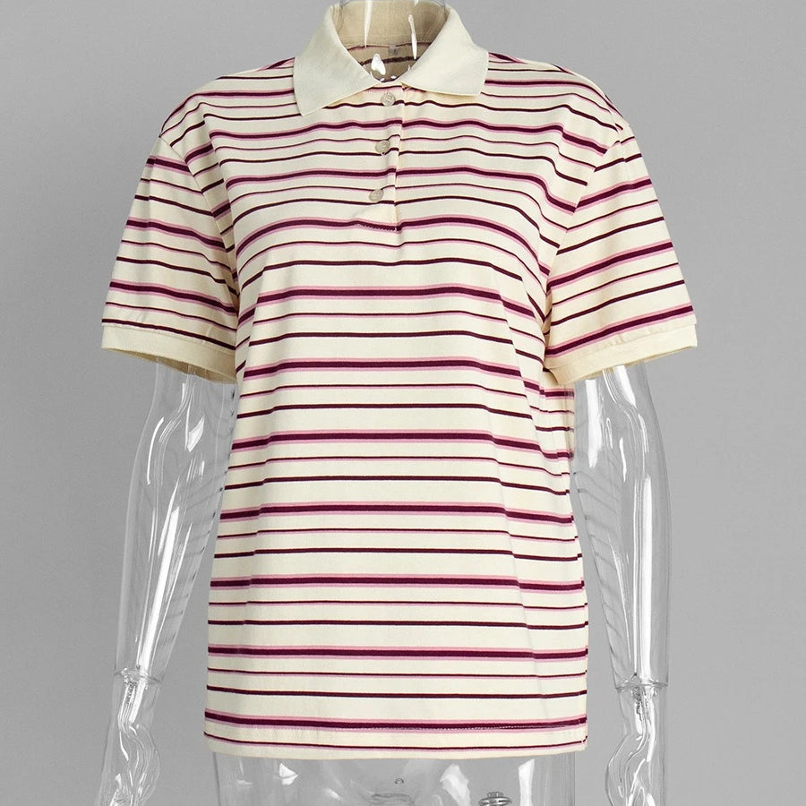 'AERIA' Relaxed Striped Knit Polo