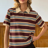 'AERIA' Relaxed Striped Knit Polo