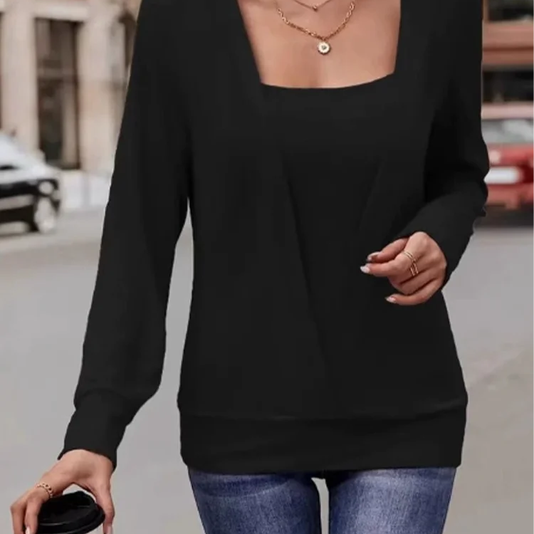 Square Neck Long Sleeve Blouse