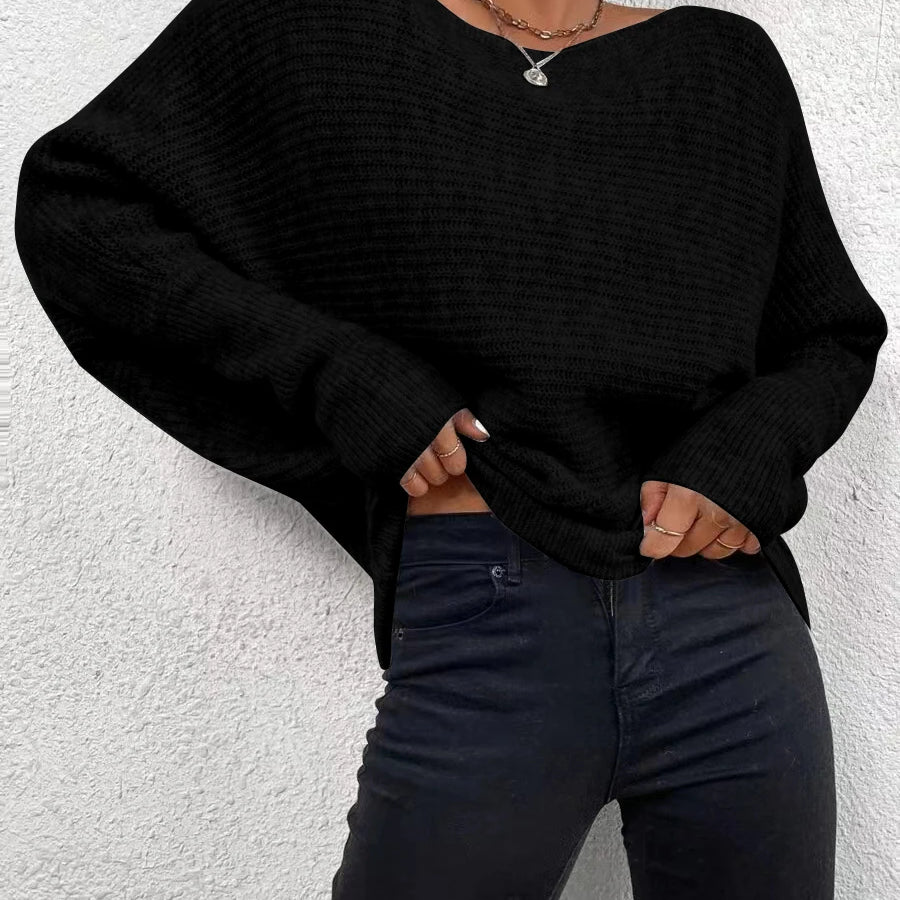 Relaxed Knit Off-Shoulder Sweater
