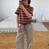 'AERIA' Relaxed Striped Knit Polo