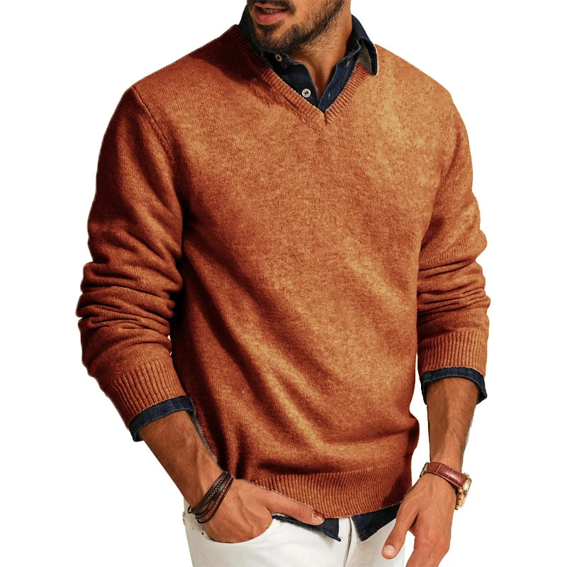 Slim Fit V-Neck Wool Blend Knit Sweater