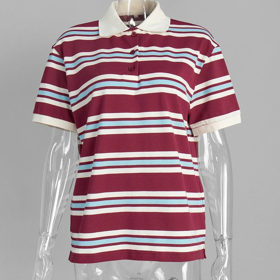 'AERIA' Relaxed Striped Knit Polo