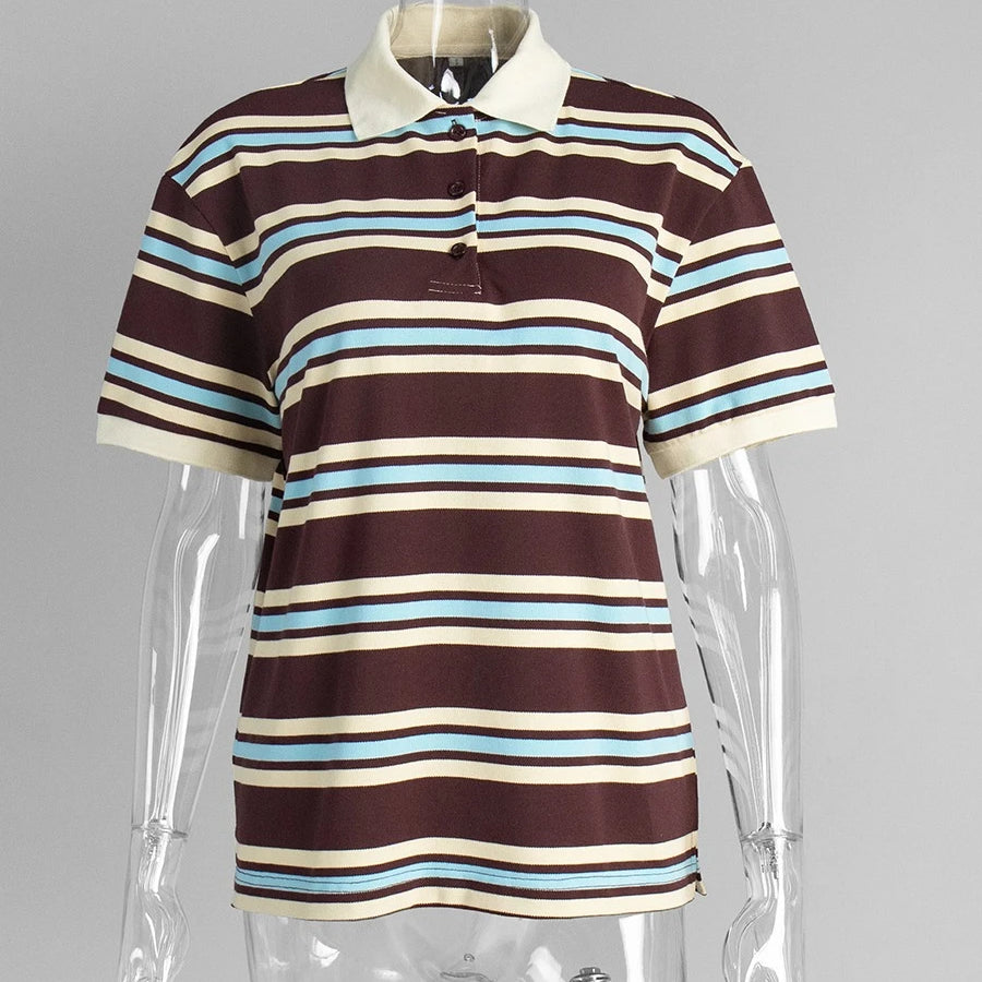 'AERIA' Relaxed Striped Knit Polo