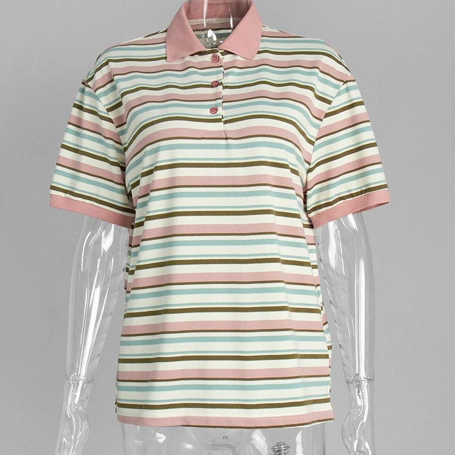 'AERIA' Relaxed Striped Knit Polo