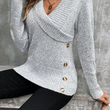 Women's fashion big collar pullover long sleeved autumn and winter knitted sweater