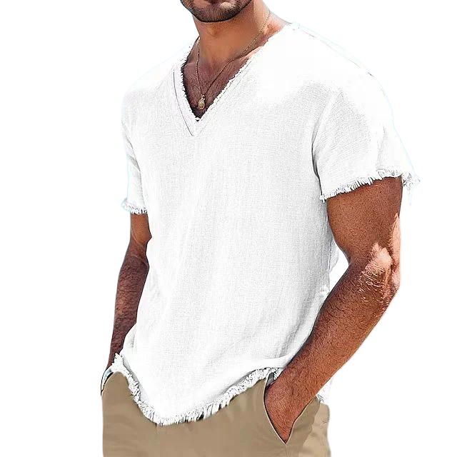 ‘Coastal Linen V-Neck Tee’