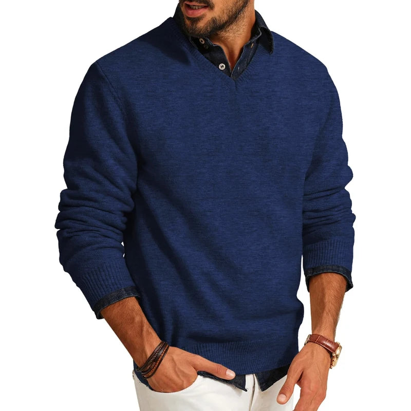 Slim Fit V-Neck Wool Blend Knit Sweater