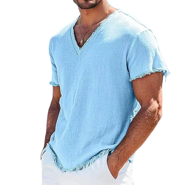‘Coastal Linen V-Neck Tee’