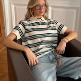 'AERIA' Relaxed Striped Knit Polo