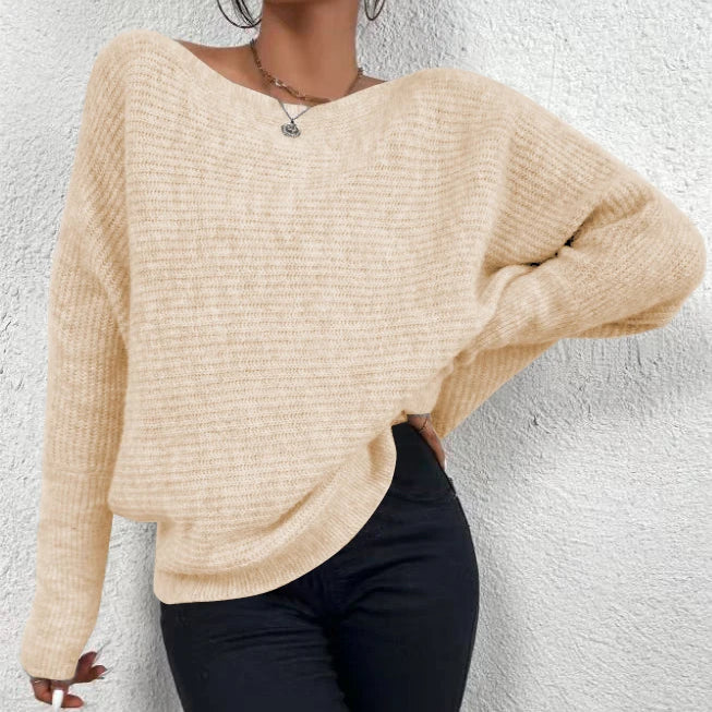 Relaxed Knit Off-Shoulder Sweater