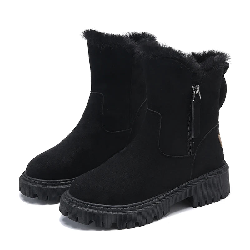 Plush Suede Platform Snow Boots