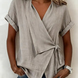 Aria Wrap Linen Blouse